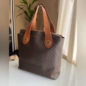 Celine Dark Brown and Tan Tote